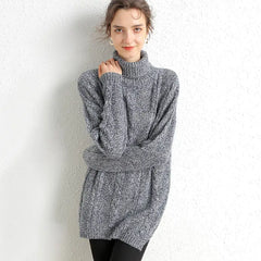 Women's Merino Wool Turtleneck Dress Sweater (Mid-Length)