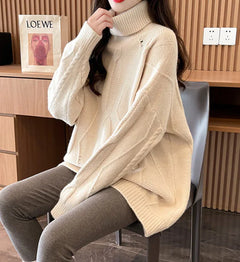 Women's Merino Wool Turtleneck Dress Sweater (Mid-Length)